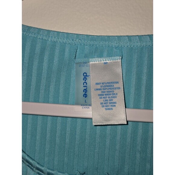 Decree Light Blue Ribbed Swimtop Crop‎ Top Midkini Juniors Size Large - Picture 3 of 4